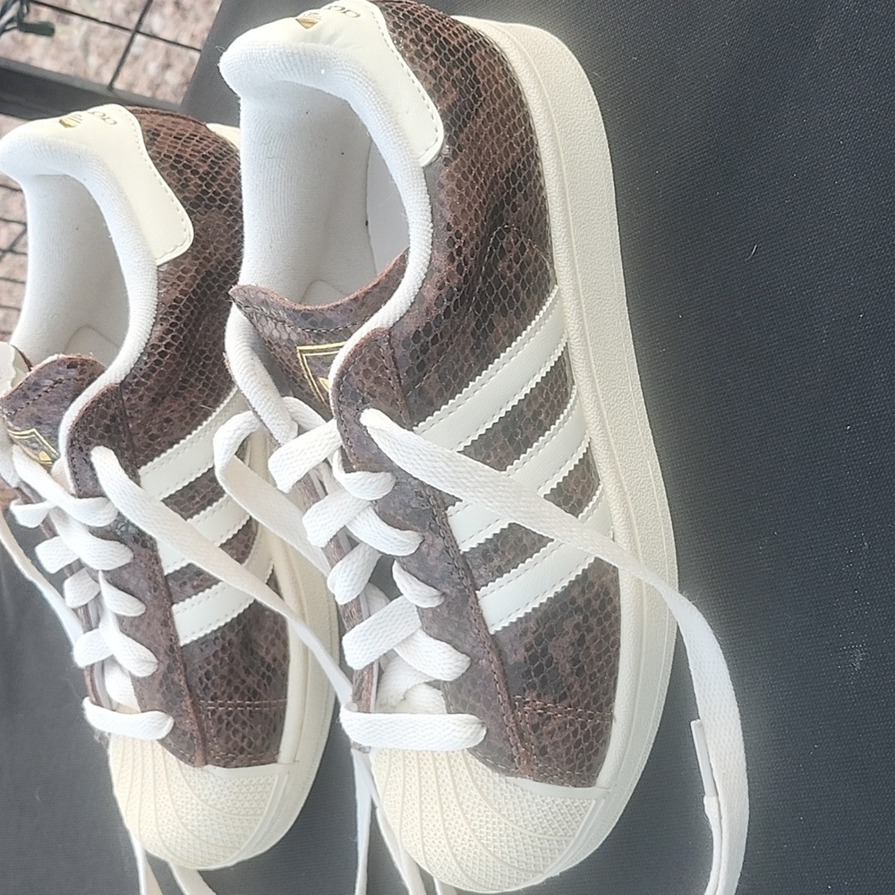 Adidas Superstar II Athletic Shoe Size 6 EUC Brown/Cream/Alumina Brown Snakeskin - Picture 4 of 16